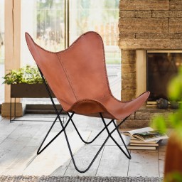 Fotel Industrialny Butterfly | Skórzany z metalową ramą w stylu Loft