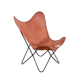 Fotel Industrialny Butterfly | Skórzany z metalową ramą w stylu Loft