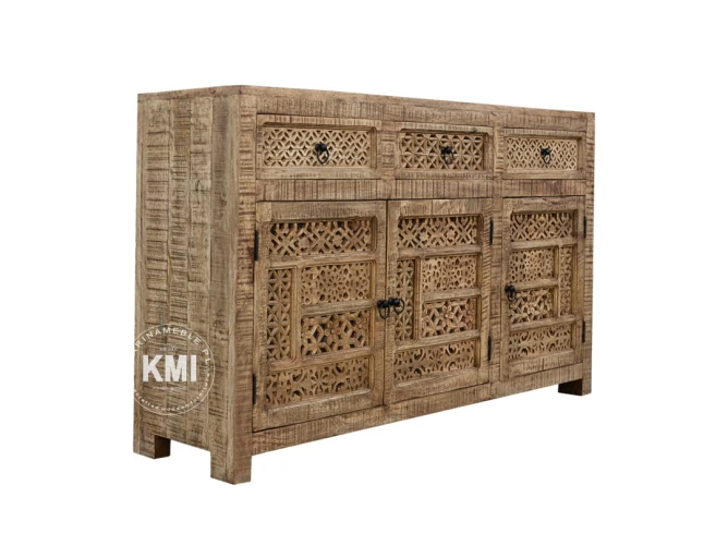 meble drewniane drewniana komoda Shanti rzeźbiona patynowana 150 cm