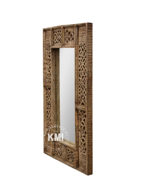 meble loftowe indyjskie lustro boho Shanti rzeźbione 60x90 cm