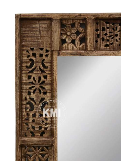 meble loftowe indyjskie lustro boho Shanti rzeźbione 50x120 cm