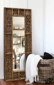 Orientalne Lustro Shanti z Drewna Mango 120x60 | Meble Indyjskie