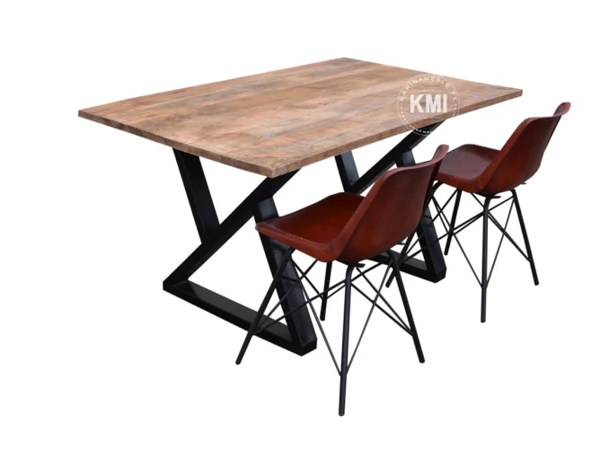 meble industrialne loftowy stół drewniany mango 120x90 postarzany