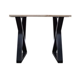 Mały stół postarzany 75x75 – mango i metal, styl loftowy
