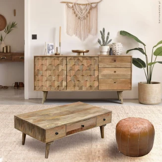 Indyjska Komoda z Drewna Mango Honeycomb | Meble Boho