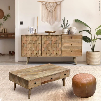 Indyjska Komoda z Drewna Mango Honeycomb | Meble Boho