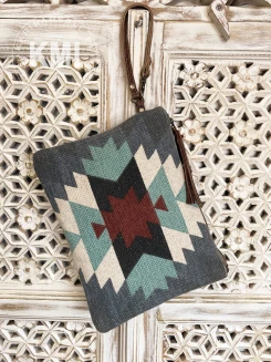 torebka saszetka boho bawełna plus skóra