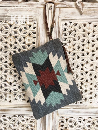 torebka saszetka boho bawełna plus skóra