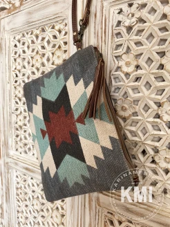 torebka saszetka boho indyjska  bawełna plus skóra
