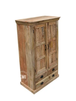 mała rzeźbiona szafa indyjska naturalna boho