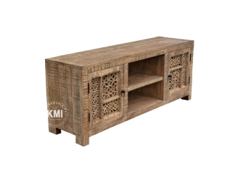 meble drewniane szafka rtv Shanti styl boho rzeźbiona patynowana