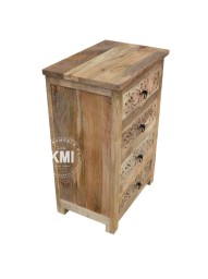 rzeźbiona indyjska komoda z czterema szufladami naturalna