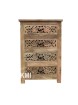 rzeźbiona indyjska mała komoda z czterema szufladami naturalna
