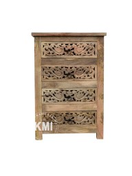 rzeźbiona indyjska komoda z czterema szufladami naturalna