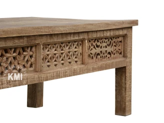 meble drewniane stolik drewniany Shanti rzeźbiona patynowana 120x60