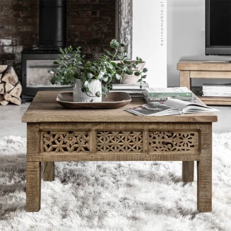 Stolik z Drewna Mango  Shanti 90x60 | Meble Indyjskie do Salonu