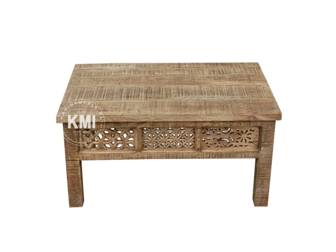 meble shabby chic stolik drewniany Shanti rzeźbiony patynowany