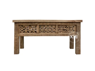meble vintage stolik drewniany Shanti rzeźbiony patynowany