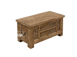 meble orientalne skrzynia indyjska Shanti rzeźbiona patynowana 90 cm