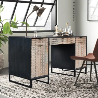 Biurko Drewniane Checkers | Nowoczesne Meble Loftowe 