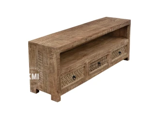 meble loftowe indyjska szafka rtv Shanti styl boho rzeźbiona patynowana