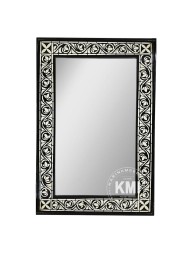 indyjskie lustro boho czarno - białe malowane  60x90  meble orientalne