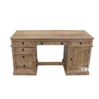 Biurko MILFORD z litego drewna mango w stylu vintage - widok na blat
