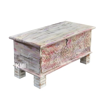meble drewniane kolorowa rzeźbiona skrzynia meble w stylu boho