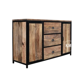 meble loftowe sypialnia komoda industrialna drewna mango metal