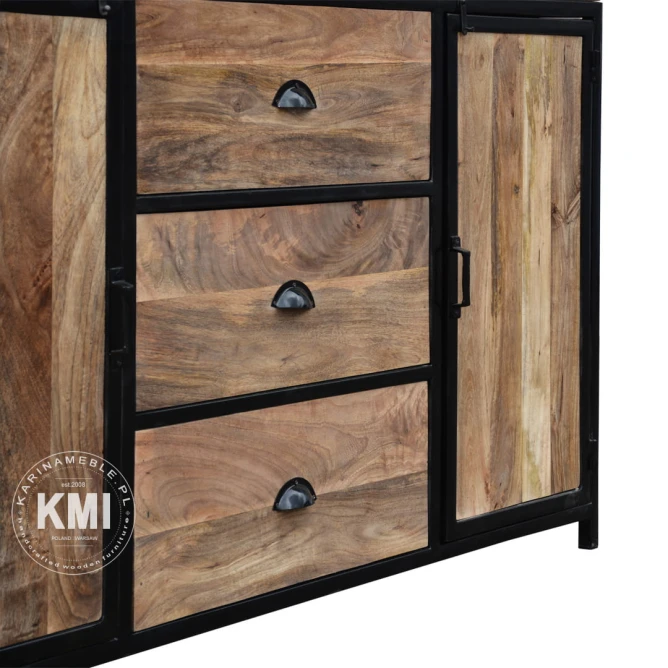 meble rustykalne komoda industrialna drewna mango metal