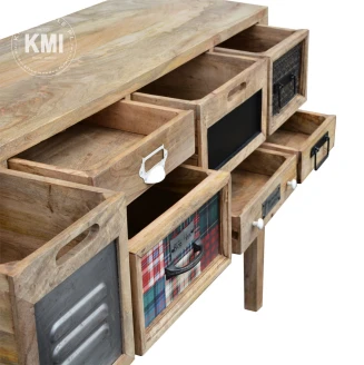 meble rustykalne konsola drewno mango vintage postarzana