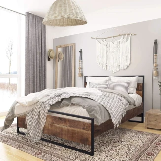 Drewniane łóżko loftowe | Styl industrialny