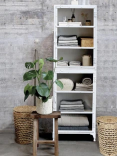 Przeszklona Loftowa Witryna Metalowa White 200 cm | Meble Industrialne