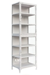 Przeszklona Loftowa Witryna Metalowa White 200 cm | Meble Industrialne