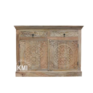 Komoda Indyjska Rzeźbiona Mandala 120 cm Lite Drewno