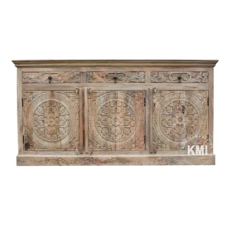 Szeroka Komoda Indyjska Rzeźbiona Mandala 180 cm