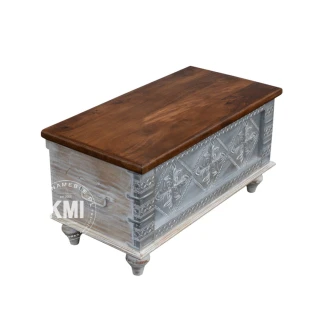 meble boho do przedpokoju skrzynia Silver kufer drewniany indyjski