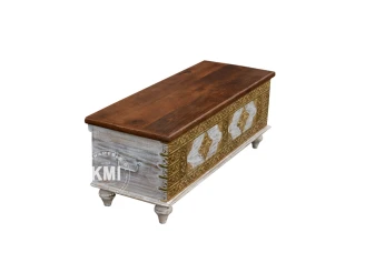 meble indyjskie sypialnia drewniany kufer Golden Bazaar orientalny