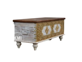 meble indyjskie w stylu boho drewniany kufer Golden Bazaar orientalny