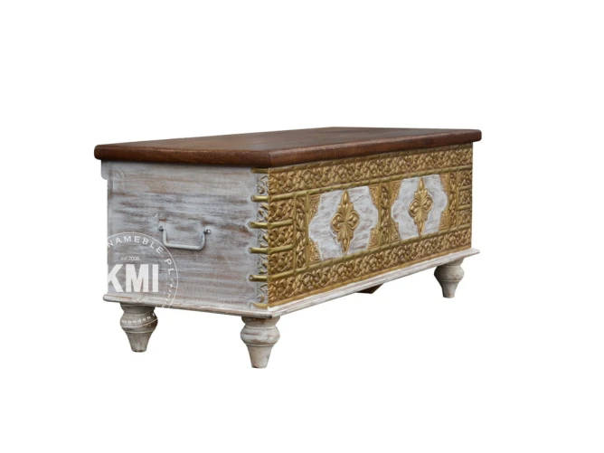 meble indyjskie w stylu boho drewniany kufer Golden Bazaar orientalny