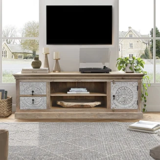 Szafka RTV Mandala 180 cm | Rzeźbione Meble Orientalne z Mango
