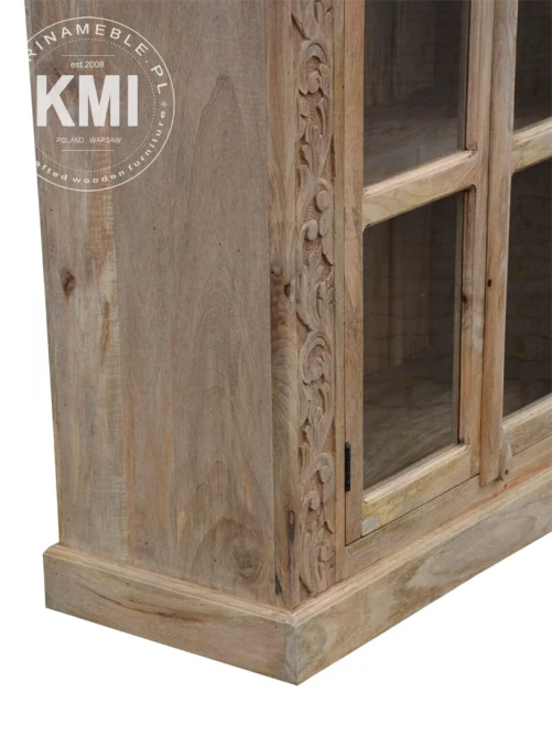 meble indyjskie jadalnia drewniana witryna rzeźbiona MANDALA natural boho