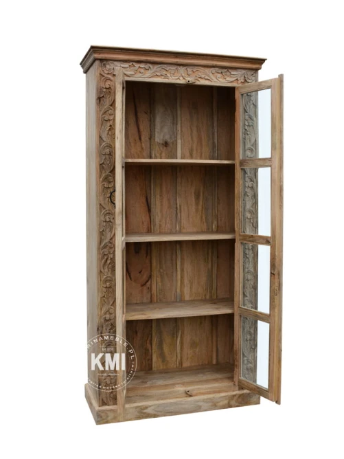 meble z litego drewna indyjska witryna rzeźbiona MANDALA natural boho