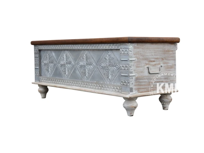 meble vintage skrzynia Silver kufer drewniany orientalny