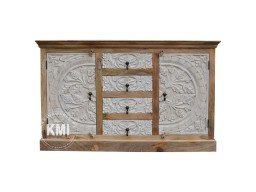 Komoda Indyjska Mandala 150 cm | Białe Rzeźbione Meble Orientalne