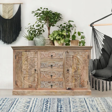Indyjska Komoda Rzeźbiona Mandala 150 cm | Meble z Drewna Mango