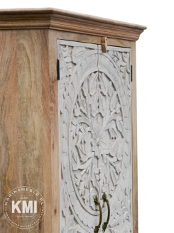 meble orientalne szafa drewniana indyjska MANDALA biała