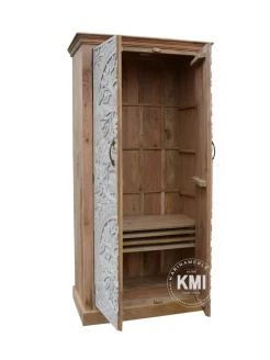 meble boho ręcznie robione szafa drewniana indyjska MANDALA biała