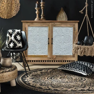 Komoda indyjska rzeźbiona bielona | Meble drewniane, styl boho i orientalny