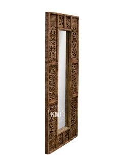meble drewniane indyjskie lustro boho Shanti rzeźbione 75x150 cm